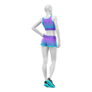 Ensemble de yoga deux pièces pour femmes, dégradé de couleurs, soutien-gorge de sport et short, dos nageur, taille haute, respirant, en Spandex et Polyester - Product Image 2
