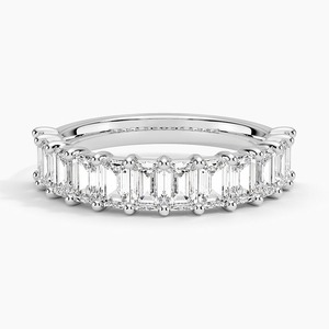 Custom 18k White Gold Diamond Eternity Band <b>Ring</b> Emerald Cut IGI Certified Lab Grown Classic Style Unisex Wedding <b>Ring</b> - Product Image 2