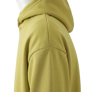 Sudadera con Capucha de Felpa de Algodón Grueso, Color Verde Oliva Chartreuse, Diseño Minimalista, Sudadera Urbana para Hombre, Sudadera Premium Verde Mostaza - Product Image 3