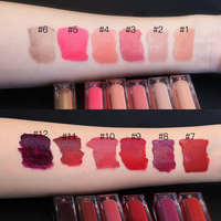 Gloss à lèvres minéral waterproof haute pigmentation, non-collant, 12 teintes, tube carré doré, longue tenue, personnalisable OEM/ODM, rouge à lèvres liquide