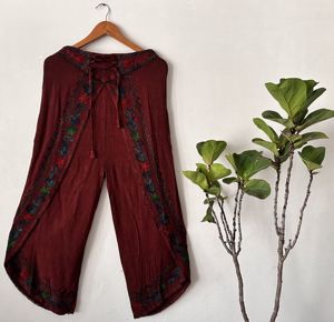 Elegant 100% Cotton Pyjama Palazzo Pants for Women Soft Woven Sleepwear Breathable Rayon <b>Crepe</b> Casual Home Use for Summer Season - Product Image 2