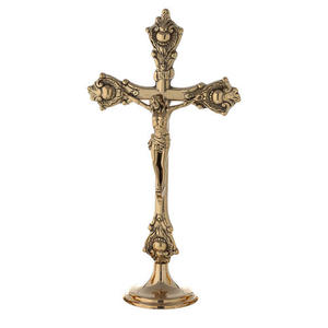 Crucifijo Moderno Creativo de Metal Chapado en Oro con Pedrería, Estatua Religiosa Católica Cristiana Ecológica para Decoración del Hogar o Iglesia - Product Image 3