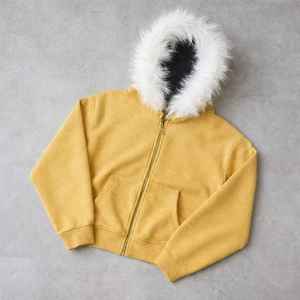 Sudadera con capucha unisex de invierno de forro polar de piel sintética, gruesa, de manga larga, con cremallera, fabricada con capucha de piel sintética. - Product Image 2