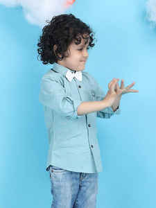 Camisa Casual Azul para Niños, Camisa de Manga Larga de Algodón Suave con Botones al Frente para Niños, Ropa Moderna para el Día a Día - Product Image 3
