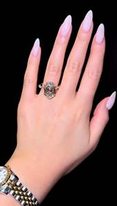 แหวนหมั้นเพชรโมอิสซาไนต์ทรงรีประดับเพชรเม็ดเล็กทรงมาร์คีส์ ทอง 14k แหวนแบบวงแหวนซ่อน ของขวัญสำหรับเธอ แหวนวันครบรอบ ของขวัญสำหรับเธอ - Product Image 6