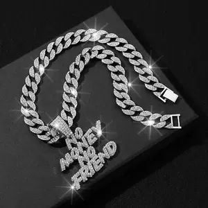 Collar Cubano con Colgante de Letras, Nuevo Modelo 2025, Plata de Ley, Bañado en Oro y Rodio, Joyería Hip Hop, Regalo de Aniversario, Unisex - Product Image 3