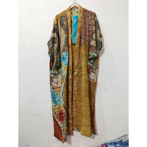 Kimono Largo de Seda con Estampado Floral para Ella, Vestido Boho para Estar en Casa, Vestido Largo, Kimono Vintage, Ropa de Dormir, Kimono de Seda para Dormir - Product Image 3