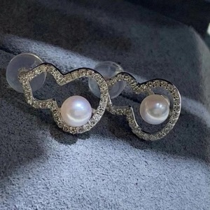 Pendientes de Perlas de Agua Dulce Redondas de 6.5-7 mm, Plata S925 con Circonita, Lisos y Limpios, Sin Semillas, Impecables - Product Image 2