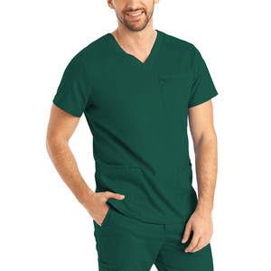 Nouveaux Blouses Médicales en Tissu Oxford Spandex Fabriquées en Usine, Col en V, pour Hommes, avec Détection d'Aiguilles - Product Image 2