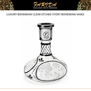 Farida Hookahs - Jarrones de Lujo Bohemios de Vidrio Transparente con Grabado a Mano Profundo, Tipo Espejo, Acabado Brillante, 30 cm, Estilo Egipcio - Product Image 5