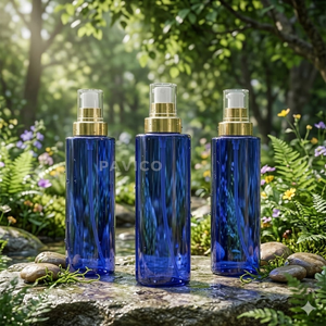 Solid Blue 300ml PET Plastic Shower Gel Shampoo Conditioner Cream <b>Pump</b> <b>Bottle</b> Skin Care Cosmetic Packaging with Screen Printing - Product Image 1