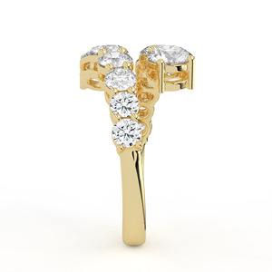 Anillo de lujo de oro blanco de alto impacto con diamantes redondos graduados de 236 quilates, diseño de doble fila en cascada y banda abierta. - Product Image 6