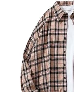Chemise décontractée à carreaux gris pour homme, en coton et polyester, manches longues, boutonnée, motif à carreaux, toucher doux, style quotidien - Product Image 3