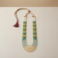 Ensemble de colliers en perles d'imitation vertes et jaunes à 5 couches, plaqué or, style floral ethnique, bijoux de mariage tendance pour femmes