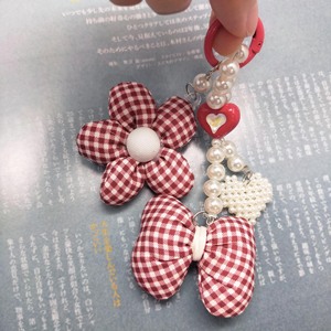 Adorable colgante de tela a cuadros, colgante clásico con lazo y flor, colgante con corazón de perlas y cuentas, colgante para uso diario para mayores de 14 años. - Product Image 6