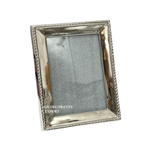 Cadre photo de luxe en métal argenté avec bordure texturée, style Art Déco, pour décoration intérieure, cadre portrait nickelé - Product Image 3