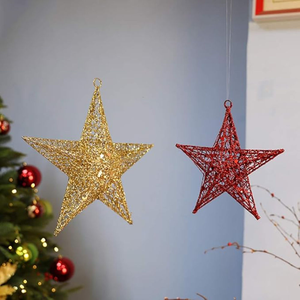 Décorations de Noël, étoiles dorées élégantes, ornements décoratifs pour arbre de Noël en fer forgé, à suspendre, à prix abordable - Product Image 5