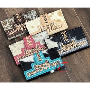 Cartera de Cuero Floral Hecha a Mano 2026, Venta Directa de Fábrica, para Mujer, Cuero Genuino de Vaca, Tarjetero RFID, Bolso Tipo Clutch - Product Image 1