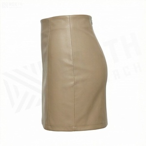 Jupe crayon mini en similicuir taille haute pour femme, couleur unie, coupe moulante sexy avec fermeture éclair, à porter en toutes saisons - Product Image 3