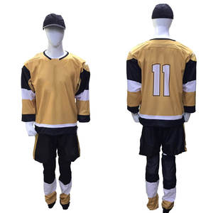 Custom Ice Hockey Uniform Men's 100% Polyester Moisture Wicking Three Quarter Sleeve Team Jersey With Number 11 Back Print - Product Image 1
