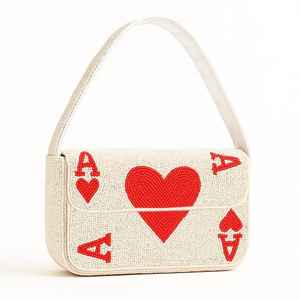 Bolso de Hombro Hecho a Mano con Mosaico Abstracto de Cuentas de Vidrio, Patrón Geométrico Colorido, Bolso de Tela con Solapa, Moda Femenina para Fiestas y Eventos Nocturnos - Product Image 1