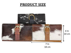 Nouveaux vrais cheveux faits à la main sur cacher portefeuilles pour femmes portefeuille mince à deux volets en cuir Snap fourrure pochette sac à main vraie vache cacher fourrure sac à main portefeuille - Product Image 2