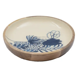 ชามเสิร์ฟทำจากไม้สำหรับงานเลี้ยงวันหยุดและอาหารสองชั้นสำหรับตกแต่งโต๊ะจากอินเดีย - Product Image 5