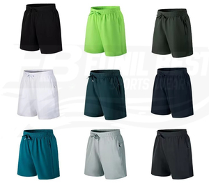 Pantalones Cortos Casuales para Hombre, de Color Sólido, Secado Rápido, Cintura Elástica con Cordón, 100% Poliéster, Largo Bermuda - Product Image 3