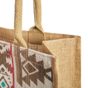 Bolsa de Compras de Yute Natural con Estampado Geométrico, Ecológica, con Asas Resistentes, Disponible a Buen Precio - Product Image 4