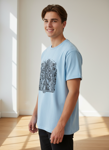 Camiseta de Jersey Casual de Cuello Redondo y Manga Corta para Hombre, con Estampado Personalizado por Transferencia de Calor, Corte Regular, 60% Algodón, 40% Poliéster, 180 Gramos - Product Image 3