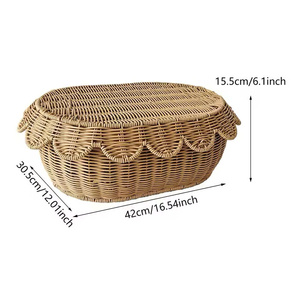 [Oferta 2026] Cesta de picnic de ratán hecha a mano, de material natural tejido, perfecta para guardar frutas y regalos. - Product Image 6