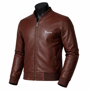 Veste en cuir marron de qualité supérieure pour homme, style vintage, manteau en cuir véritable, coupe ajustée, veste de motard décontractée, vêtements d'hiver - Product Image 3