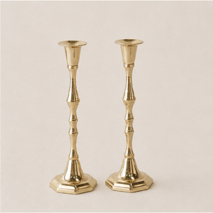 Set of 2 Vintage <b>Brass</b> Taper Candle <b>Holders</b> Gold Metal <b>Candlestick</b> Stand for Wedding Centerpieces Table Decor and Home Accents - Product Image 3