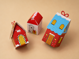 Boîte en papier personnalisée colorée en forme de maison pour Noël, emballage mignon pour desserts et pâtisseries, idéale pour les cadeaux de fête au Vietnam - Product Image 4