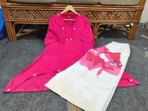 Ensemble coordonné numérique rose pour femme, kurta en coton et pantalon palazzo imprimé crème, tenue décontractée ethnique style Inde Pakistan, coupe classique - Product Image 4
