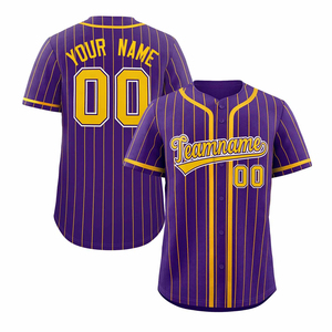 Custom <b>Baseball</b> Jersey Men's Navy Yellow Striped Short Sleeve Breathable Screen Printed Teamname 00 Front Back Design - Product Image 6