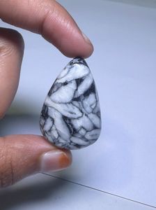 Cabujón de Jaspe Pinolita Natural, Piedra Preciosa de Diseño Suelta, Suministro para Fabricación de Joyería Curativa, Blanco y Negro - Product Image 1