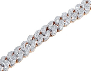 สร้อยคอคิวบาลิงค์สีเงินสองสีสุดหรู ประดับเพชรแบบ Iced Out สำหรับผู้ชาย - Product Image 2