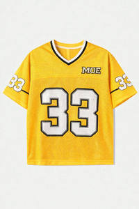 Camiseta Deportiva Retro de Fútbol Americano Personalizada en Amarillo y Blanco, Estilo Urbano, Cuello en V, Sublimada, Talla Grande - Product Image 2