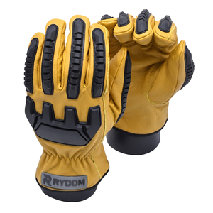 Heavy Duty Cowhide Leather Work Gloves TPR Impact Resistant Mechanic Safety Gloves for Industrial Construction Work - Product Image 3