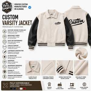 Veste de sport tricotée personnalisée pour homme, style universitaire, manches en laine/viscose, logo brodé, coupe-vent, imperméable, respirante, chauffante - Product Image 3