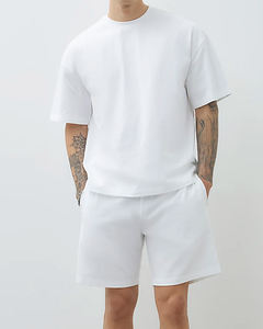 T-shirts et shorts streetwear 2026 en coton épais 100 % unisexe, coupe ample et courte, pour hommes - Product Image 6