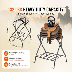 Paquete de 2 Soportes Portátiles Resistentes para Sillas de Montar, 28 x 19 x 37.5, Plegables, de Acero, Accesorios para Equitación - Product Image 6