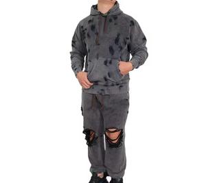 Acid washed Custom Heavyweight Cotton Hoodie and <b>Sweatpants</b> <b>Set</b> 2 Pieces Blank Vintage Sweatsuits Tracksuits for Men - Product Image 1
