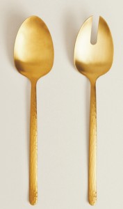 Elegant Golden Metal <b>Salad</b> Server with Hammered Design Handle (Pack of 2) <b>Salad</b> <b>Tool</b> - Product Image 3