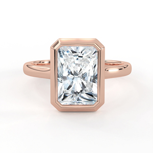 แหวนเพชรทรงรัศมี 2.59 กะรัต ทอง 14K 18K เพชรเลี้ยงในห้องปฏิบัติการ แหวนหมั้นแบบมินิมอลลิสต์ แหวนแต่งงานแบบโมเดิร์นประดับเพชรแบบเบเซล - Product Image 3