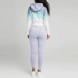 เสื้อฮู้ดดี้ผู้หญิงทรงโอเวอร์ไซส์แบบครอป ดีไซน์ไล่เฉดสี ปรับแต่งได้ในราคาถูกสำหรับผู้ซื้อจำนวนมาก สวมใส่สบาย ออกแบบตามสั่ง (OEM) - Product Image 5