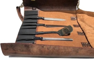 Sac à couteaux de chef en cuir véritable personnalisé, durable, nouveau design OEM, sac à couteaux de chef en cuir véritable pour la cuisine, LKR-0246 - Product Image 4