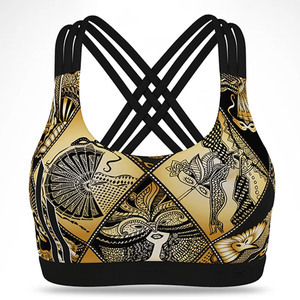 Custom Wholesale Women’s Plus Size Sublimation Sports <b>Bra</b> – <b>Removable</b> <b>Padded</b>, Stretchy Sculpt Fit with U Neck - Product Image 1