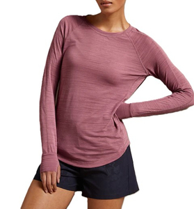 T-shirt à manches longues et col rond en coton surdimensionné personnalisé pour femmes, de bonne qualité, tenue décontractée d'été, coupe ample élégante - Product Image 6